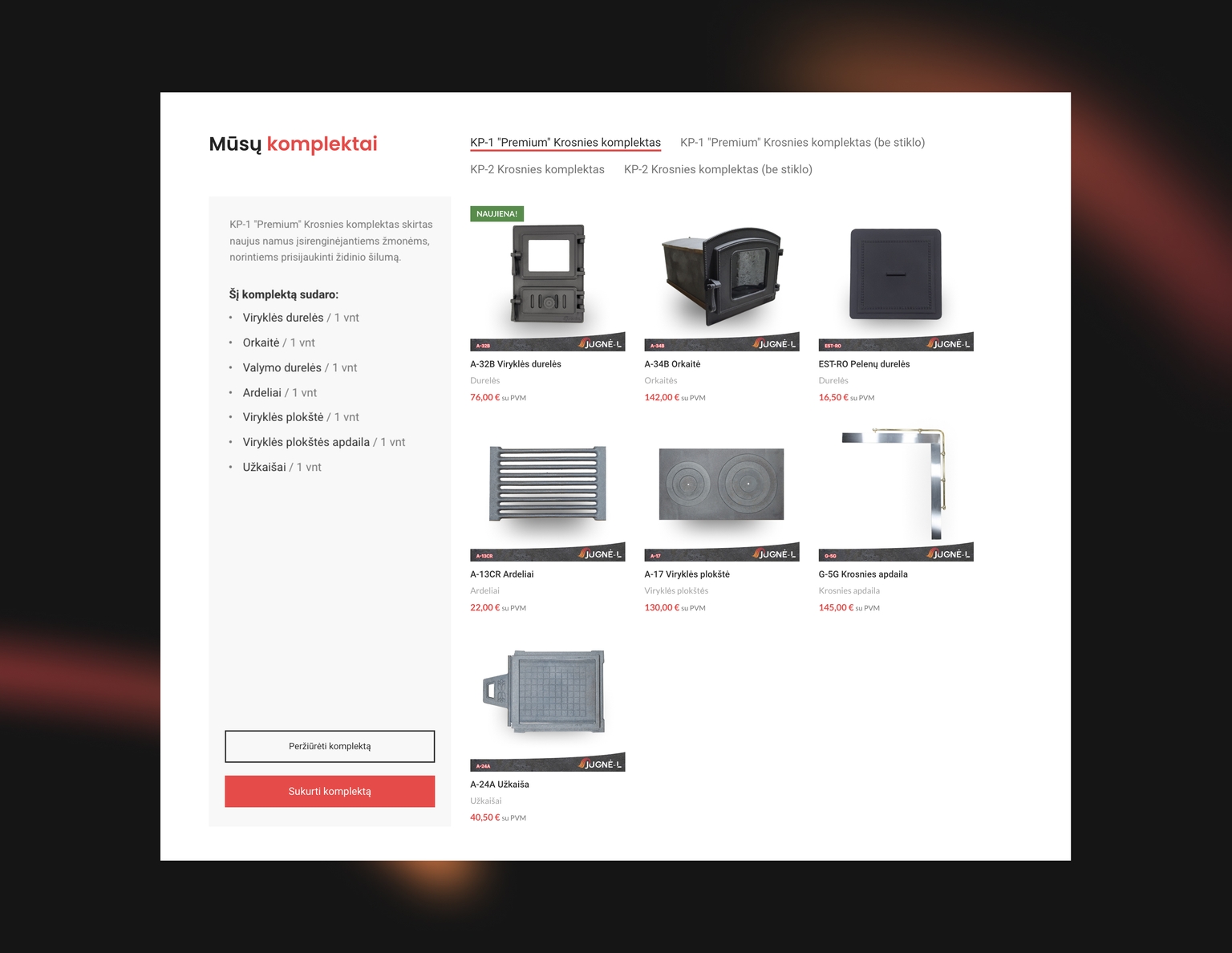 Jugnė-L komplektų sistemos vizualizacija